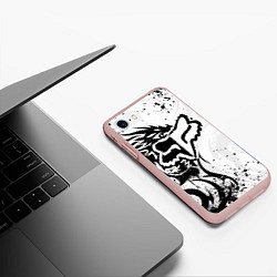 Чехол iPhone 7/8 матовый Fox motocross - белый дракон, цвет: 3D-светло-розовый — фото 2