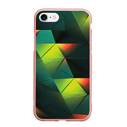 Чехол iPhone 7/8 матовый Геометрические зеленые фигуры, цвет: 3D-светло-розовый