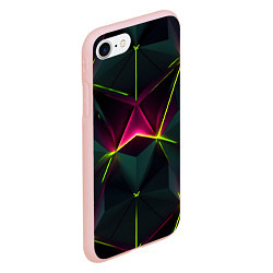 Чехол iPhone 7/8 матовый Треугольные светящиеся элементы, цвет: 3D-светло-розовый — фото 2