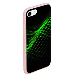 Чехол iPhone 7/8 матовый Зеленые яркие линии, цвет: 3D-светло-розовый — фото 2