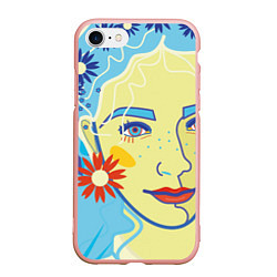 Чехол iPhone 7/8 матовый Девушка с голубыми волосами в цветочном венке