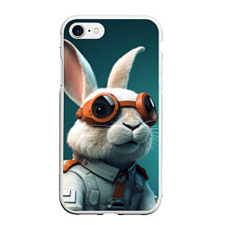 Чехол iPhone 7/8 матовый Белый кролик-космонавт, цвет: 3D-белый