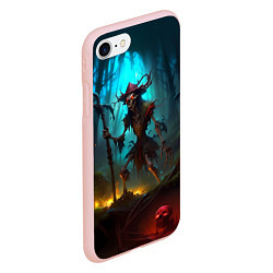 Чехол iPhone 7/8 матовый Скелет в мрачном лесу, цвет: 3D-светло-розовый — фото 2