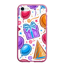 Чехол iPhone 7/8 матовый Вечеринка, цвет: 3D-малиновый