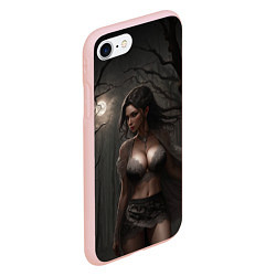 Чехол iPhone 7/8 матовый Девушка в белье под луной, цвет: 3D-светло-розовый — фото 2