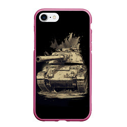 Чехол iPhone 7/8 матовый Русский танк т54, цвет: 3D-малиновый