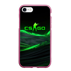 Чехол iPhone 7/8 матовый CSGO neon green logo, цвет: 3D-малиновый