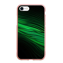 Чехол iPhone 7/8 матовый Green neon lines, цвет: 3D-светло-розовый