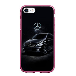 Чехол iPhone 7/8 матовый Mercedes black, цвет: 3D-малиновый