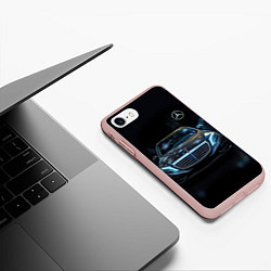 Чехол iPhone 7/8 матовый Черный мерседес, цвет: 3D-светло-розовый — фото 2