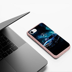 Чехол iPhone 7/8 матовый Синий мерседес, цвет: 3D-светло-розовый — фото 2