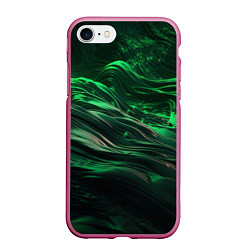 Чехол iPhone 7/8 матовый Зеленые абстрактные волны, цвет: 3D-малиновый