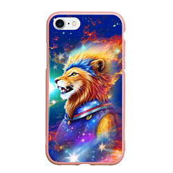 Чехол iPhone 7/8 матовый Космический лев - неоновое свечение