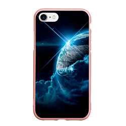 Чехол iPhone 7/8 матовый Космос и сияющая планета, цвет: 3D-светло-розовый