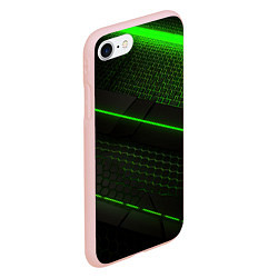 Чехол iPhone 7/8 матовый Зеленая абстракция со светом, цвет: 3D-светло-розовый — фото 2