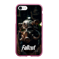 Чехол iPhone 7/8 матовый Fallout man, цвет: 3D-малиновый