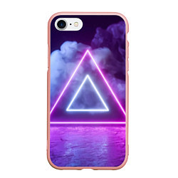 Чехол iPhone 7/8 матовый Неоновый треугольник в неоновом дыму, цвет: 3D-светло-розовый