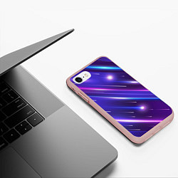 Чехол iPhone 7/8 матовый Неоновый звездопад - полосы, цвет: 3D-светло-розовый — фото 2