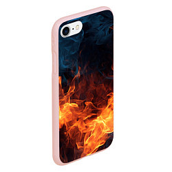 Чехол iPhone 7/8 матовый Fire black background, цвет: 3D-светло-розовый — фото 2