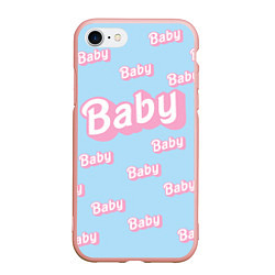 Чехол iPhone 7/8 матовый Baby - Barbie style: blue pattern, цвет: 3D-светло-розовый