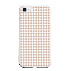 Чехол iPhone 7/8 матовый Шахматка бело-бежевый, цвет: 3D-белый