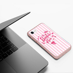 Чехол iPhone 7/8 матовый Эта барби - мама: розово-белая полоска, цвет: 3D-светло-розовый — фото 2