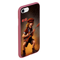 Чехол iPhone 7/8 матовый ACDC art, цвет: 3D-малиновый — фото 2