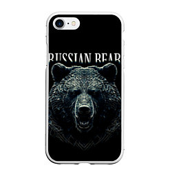 Чехол iPhone 7/8 матовый Русский медведь на черном фоне