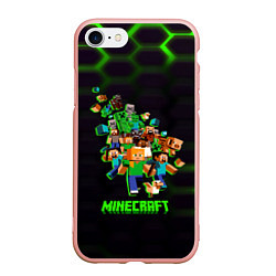 Чехол iPhone 7/8 матовый Minecraft story the game, цвет: 3D-светло-розовый