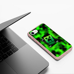 Чехол iPhone 7/8 матовый Токсичный крипер майнкрафт, цвет: 3D-светло-розовый — фото 2