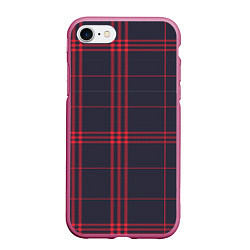 Чехол iPhone 7/8 матовый Красно-черная клетка, цвет: 3D-малиновый