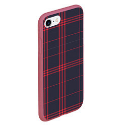 Чехол iPhone 7/8 матовый Красно-черная клетка, цвет: 3D-малиновый — фото 2