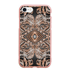 Чехол iPhone 7/8 матовый Выпуклая мандала на тиснённой коже, цвет: 3D-светло-розовый