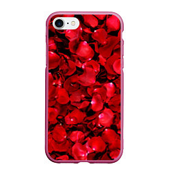 Чехол iPhone 7/8 матовый Лепестки алых роз, цвет: 3D-малиновый