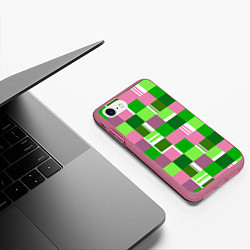 Чехол iPhone 7/8 матовый Ретро квадраты ванильные, цвет: 3D-малиновый — фото 2