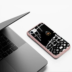 Чехол iPhone 7/8 матовый Россия герб РФ, цвет: 3D-светло-розовый — фото 2