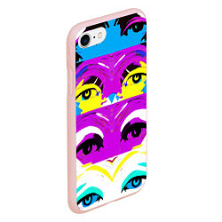 Чехол iPhone 7/8 матовый Eyes - pop art - neural network, цвет: 3D-светло-розовый — фото 2