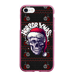 Чехол iPhone 7/8 матовый Horror xmas, цвет: 3D-малиновый