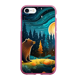 Чехол iPhone 7/8 матовый Хозяин тайги: медведь в лесу, цвет: 3D-малиновый