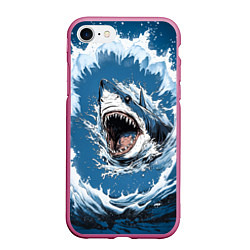 Чехол iPhone 7/8 матовый Морда акулы в воде