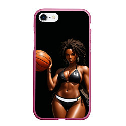 Чехол iPhone 7/8 матовый Девушка с баскетбольным мячом, цвет: 3D-малиновый