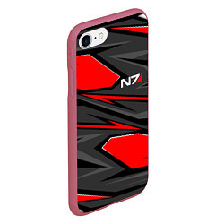 Чехол iPhone 7/8 матовый Mass Effect - черно-белый, цвет: 3D-малиновый — фото 2