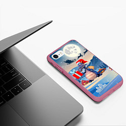 Чехол iPhone 7/8 матовый Новогодний дракон 2024, цвет: 3D-малиновый — фото 2