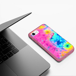 Чехол iPhone 7/8 матовый Barbie - floral pattern - tie-dye, цвет: 3D-малиновый — фото 2