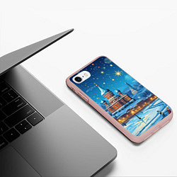 Чехол iPhone 7/8 матовый Новогодняя Москва, цвет: 3D-светло-розовый — фото 2