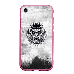 Чехол iPhone 7/8 матовый Texture - разозленная горилла, цвет: 3D-малиновый