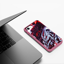 Чехол iPhone 7/8 матовый Красный кибер скелет, цвет: 3D-малиновый — фото 2