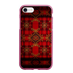 Чехол iPhone 7/8 матовый Красная шотландская клетка royal stewart, цвет: 3D-малиновый