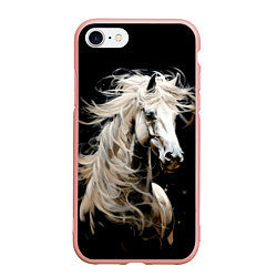 Чехол iPhone 7/8 матовый Лошадь белая в ночи, цвет: 3D-светло-розовый