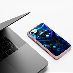 Чехол iPhone 7/8 матовый Енот киберпанк от ai, цвет: 3D-светло-розовый — фото 2